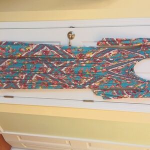 Multi color off the shoulder maxi dress lined from Torrid size 1